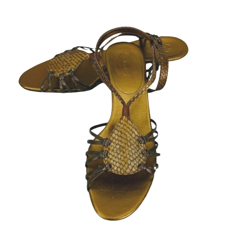 TALBOTS Open Toe Slingback Kitten Heel Sandals Size 9 in Brown